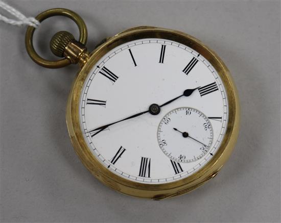 An 18ct gold open face pocket watch.